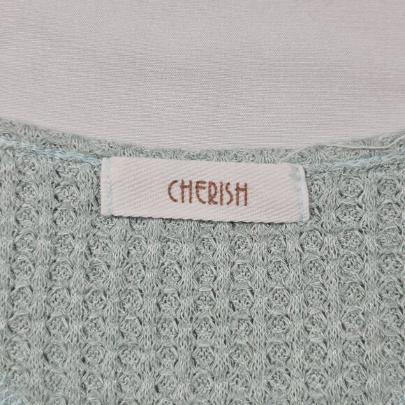 Cherish Waffle Knit Boxy Top Sage‎ Green Oversized Casual Boho Small - Picture 6 of 7